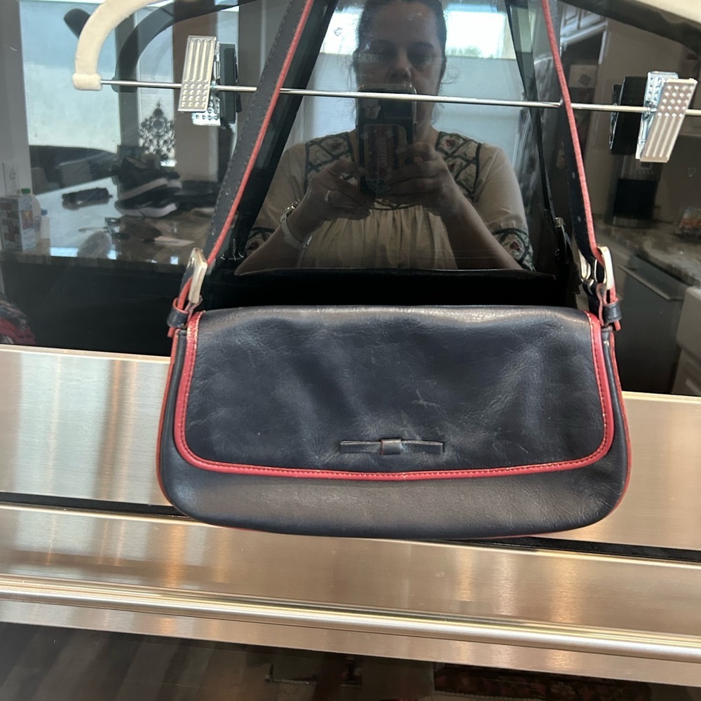 Unbranded Y2K  Navy and Red Shoulder Bag, with bow detail. Has wear, see photos